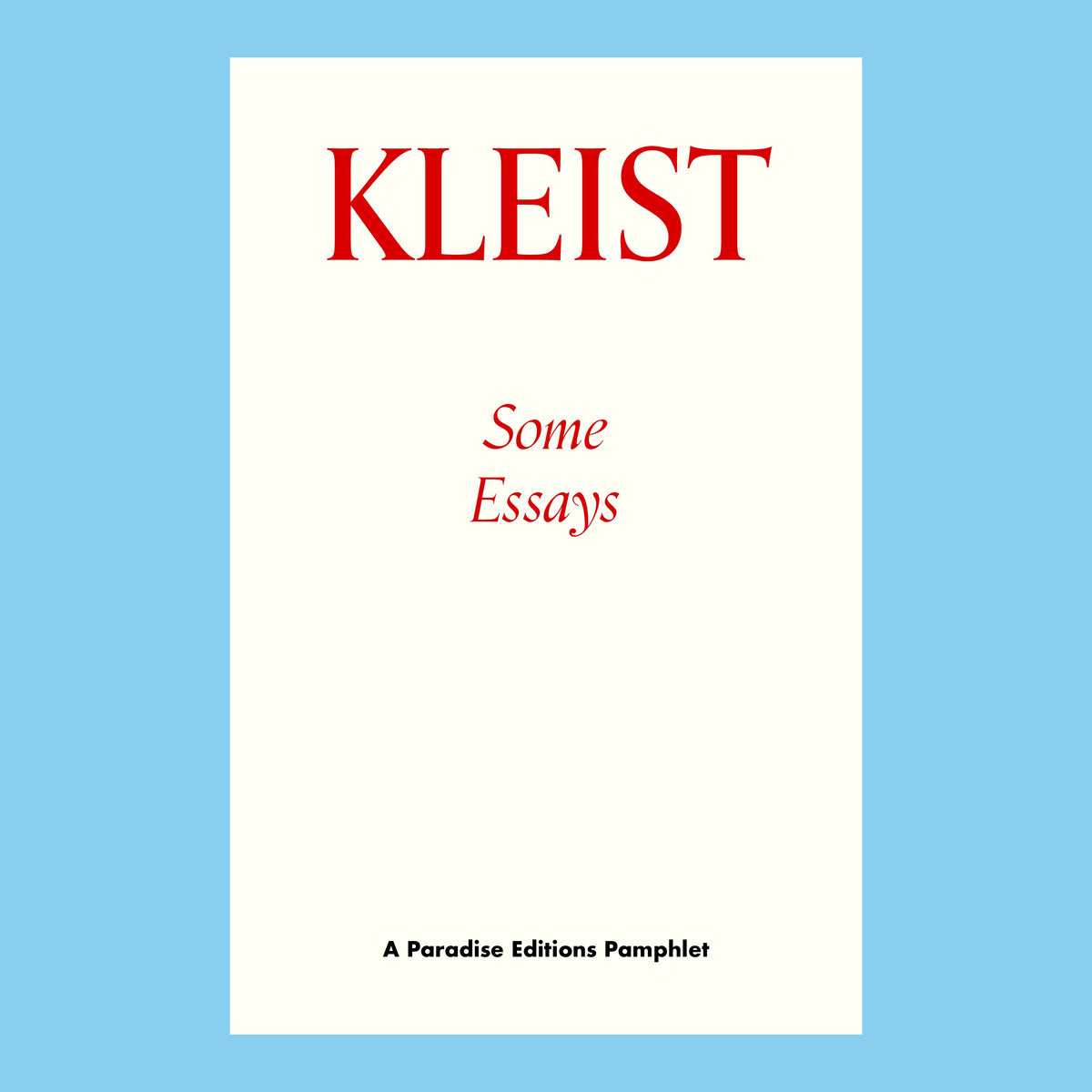 Minimalist product image showing pamphlet cover: Some Essays by Heinrich von Kleist