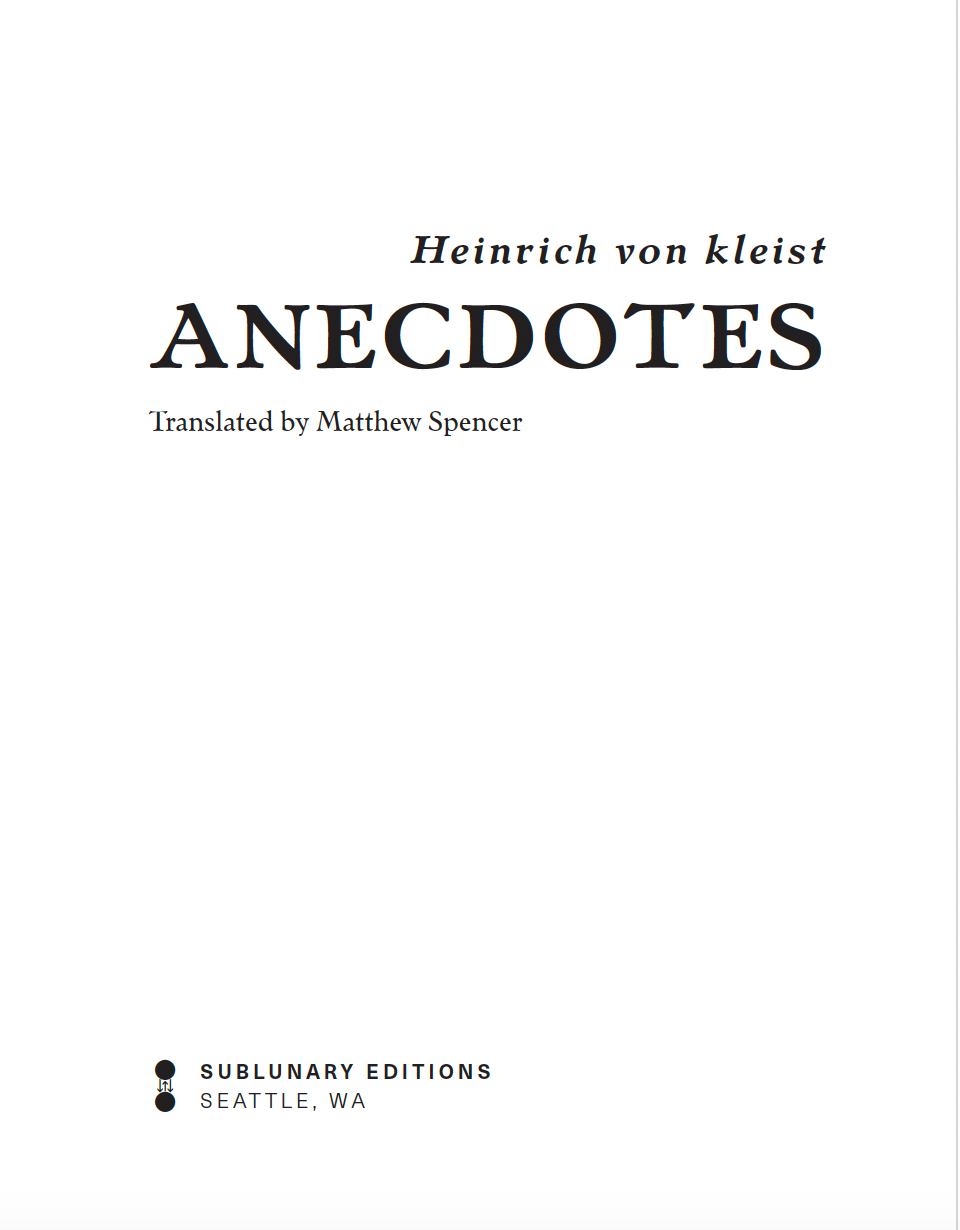 Anecdotes by Heinrich von Kleist